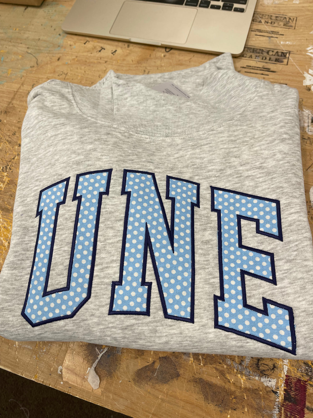 NEW ITEM Custom Mockneck Sweatshirt with CUSTOM WORD appliqués