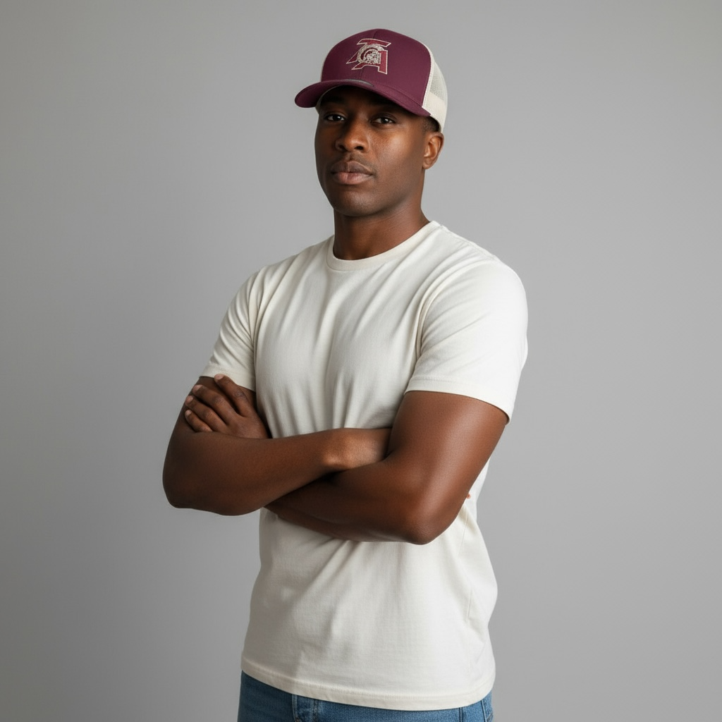 Low Profile Trucker hat with embr. TA Logo