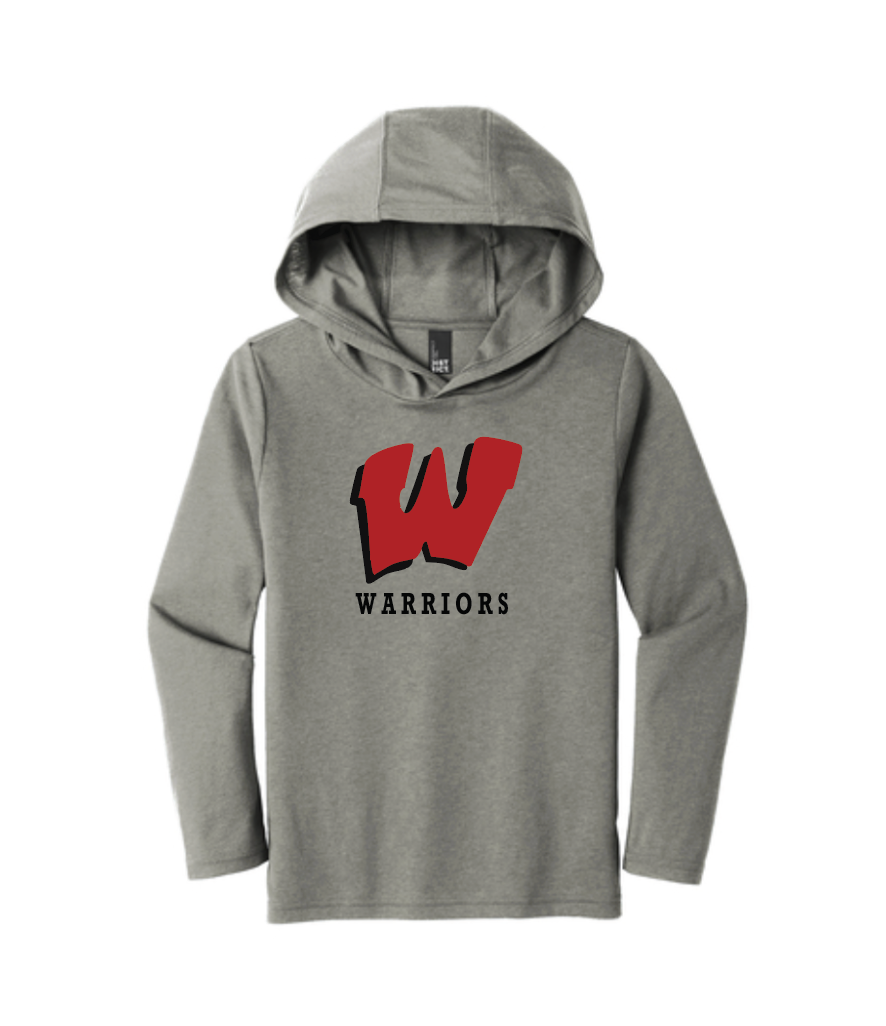 Youth Hooded Long Sleeve Shirt with Wells Warrior Logo