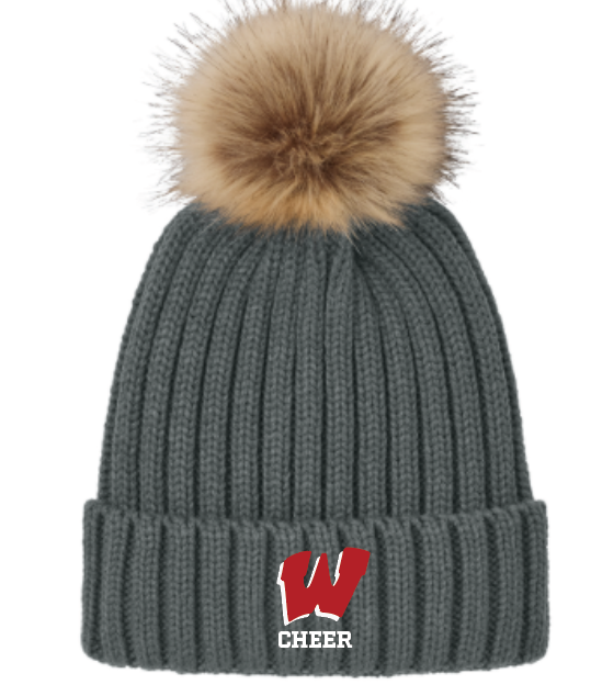 Wells Warriors Cheer Faux Fur Pom Beanie