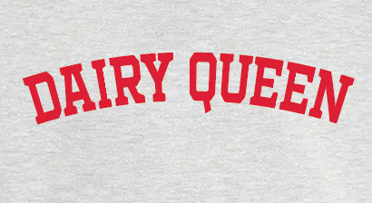 MOCKNECK OVERSIZED PARKE STYLE SWEATSHIRT with Dairy Queen Printed in red