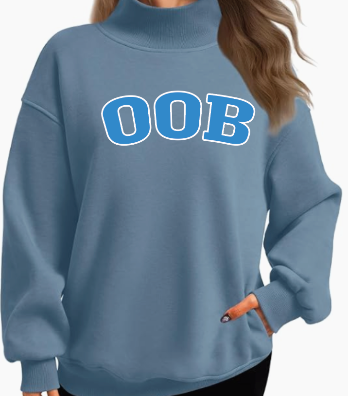 NEW ITEM Custom Mockneck Sweatshirt with OOB appliqués