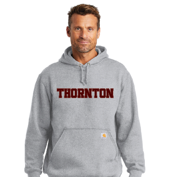 Gray Carthartt Hoodie with Maroon Thornton Print
