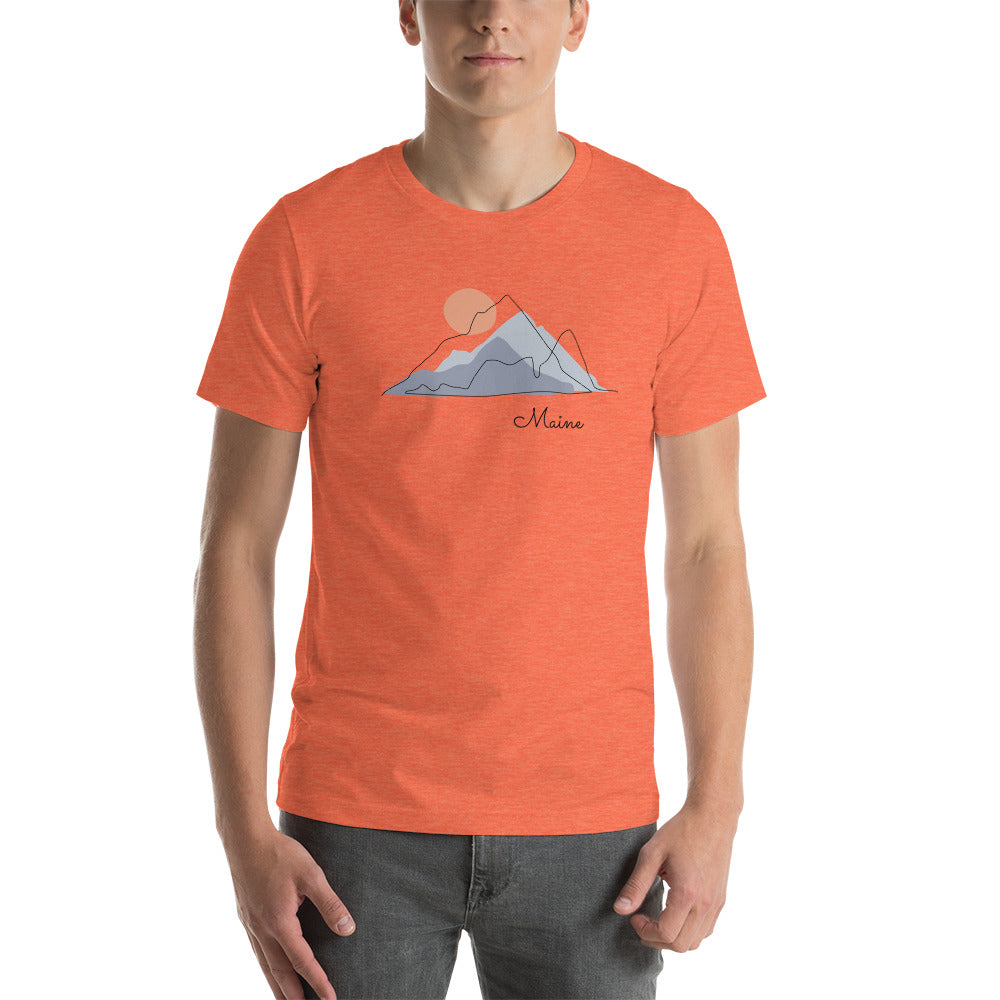 Short-Sleeve Unisex T-Shirt with Mountain and Maine Print