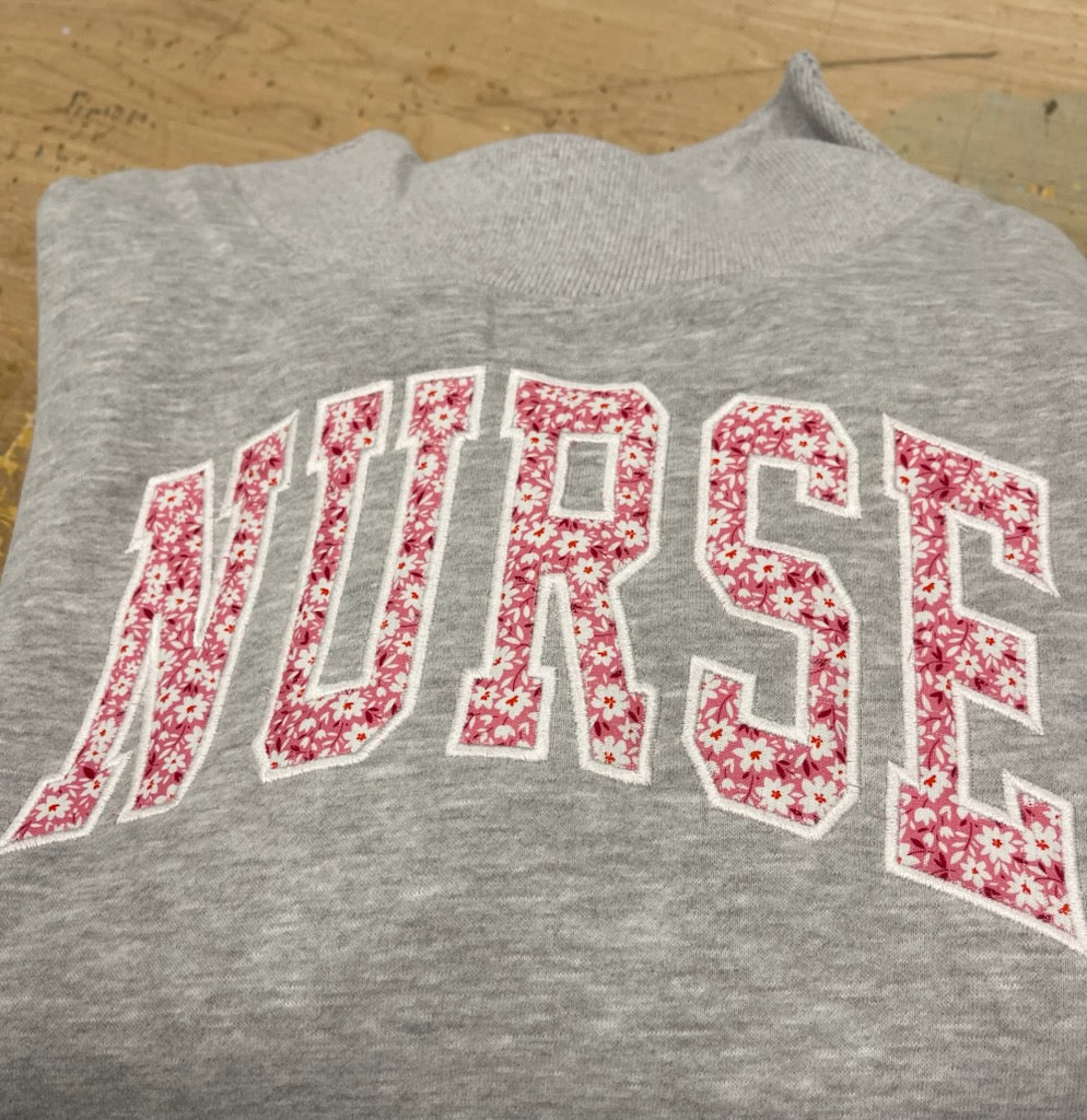 NEW ITEM Custom Mockneck Sweatshirt with CUSTOM WORD appliqués
