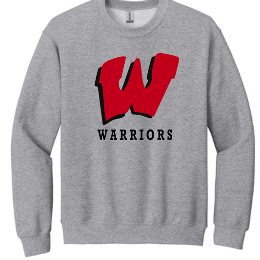 Crewneck Sweatshirt with Wells Warrior Logo Adult and Youth