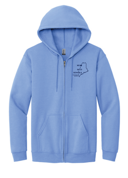 Full Zip Hooded Sweatshirt, Carolina Blue