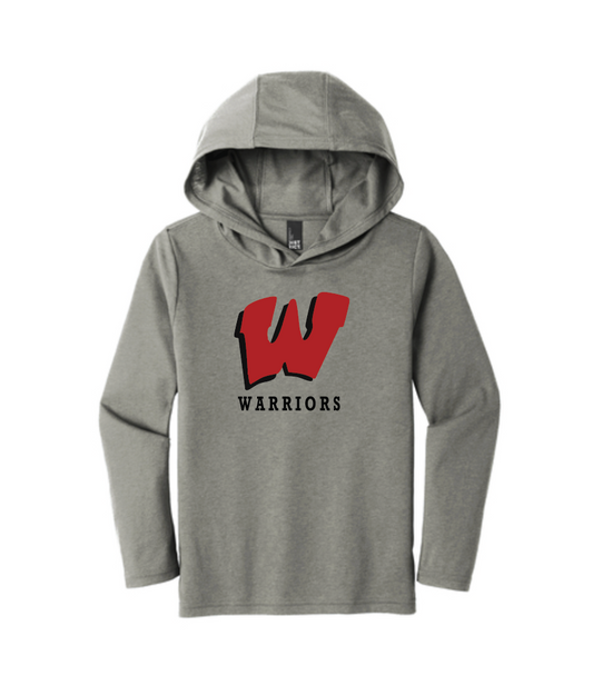 Youth Hooded Long Sleeve Shirt with Wells Warrior Logo