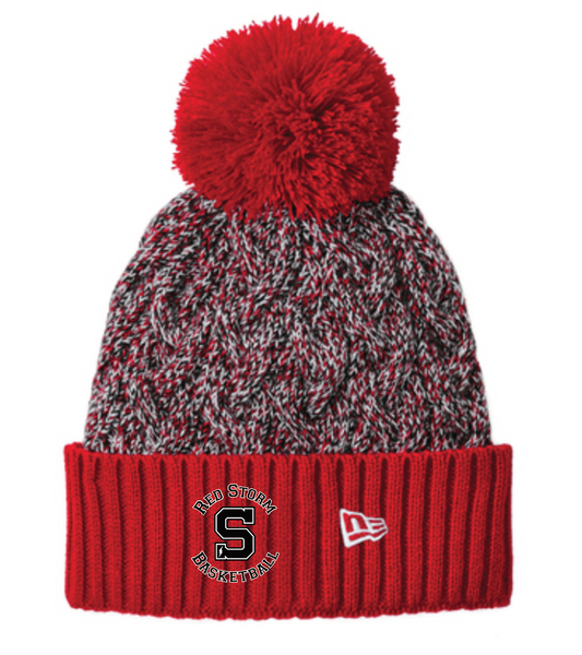 New Era Pom Pom Hat with Embroidered Red Storm Logo