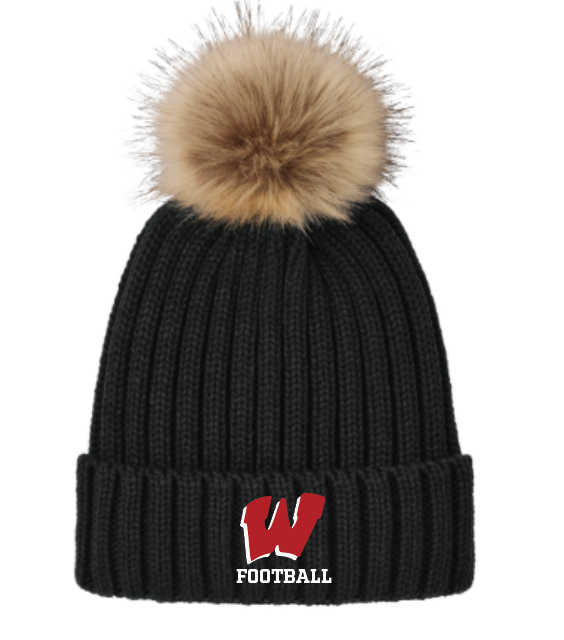 Wells Warriors Football Faux Fur Pom Beanie