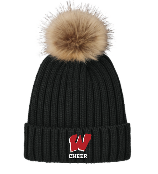 Wells Warriors Cheer Faux Fur Pom Beanie