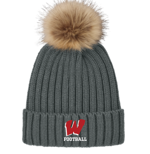 Wells Warriors Football Faux Fur Pom Beanie