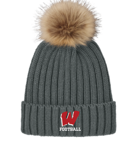 Wells Warriors Football Faux Fur Pom Beanie