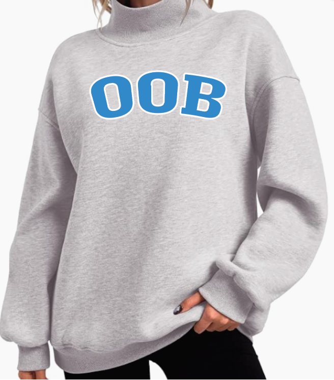 NEW ITEM Custom Mockneck Sweatshirt with OOB appliqués