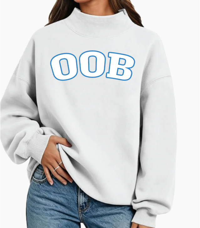 NEW ITEM Custom Mockneck Sweatshirt with OOB appliqués