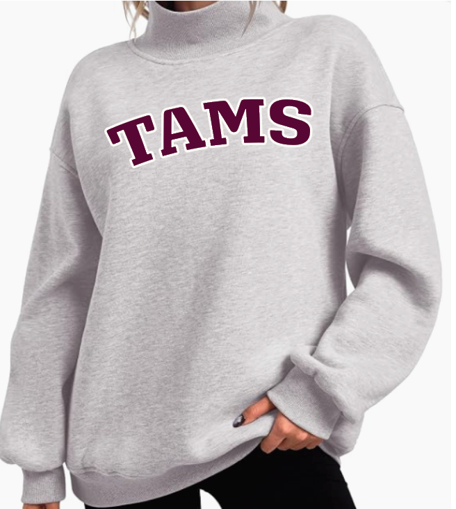 NEW ITEM Custom Mockneck Sweatshirt with TAMS appliqués