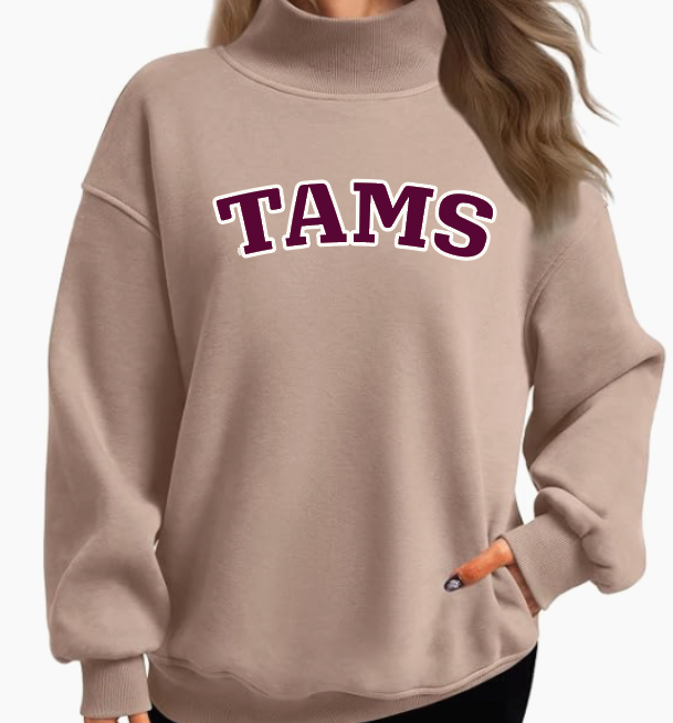 NEW ITEM Custom Mockneck Sweatshirt with TAMS appliqués