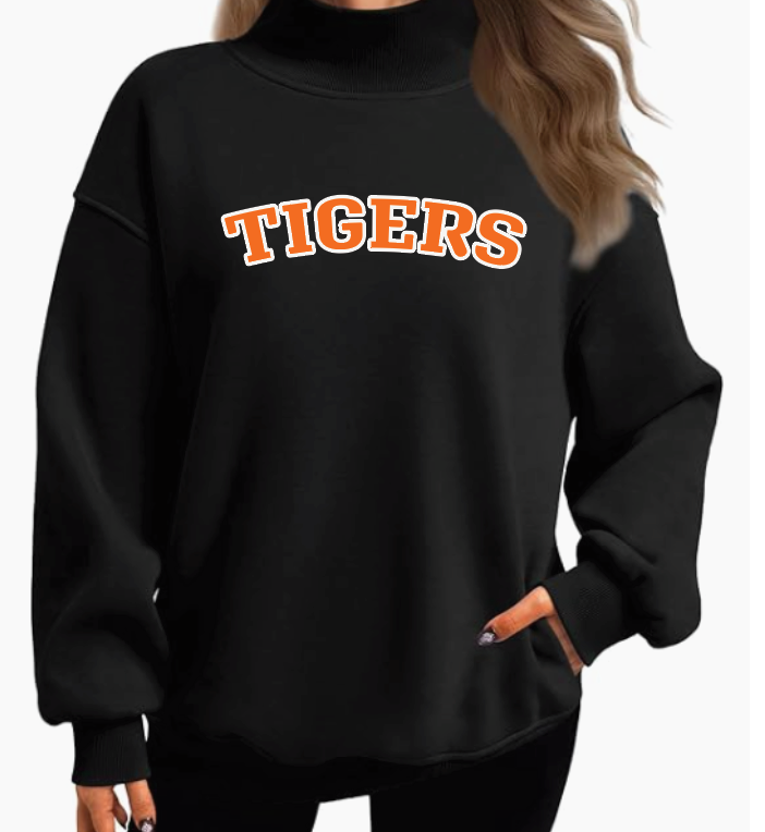 NEW ITEM Custom Mockneck Sweatshirt with TIGERS appliqués