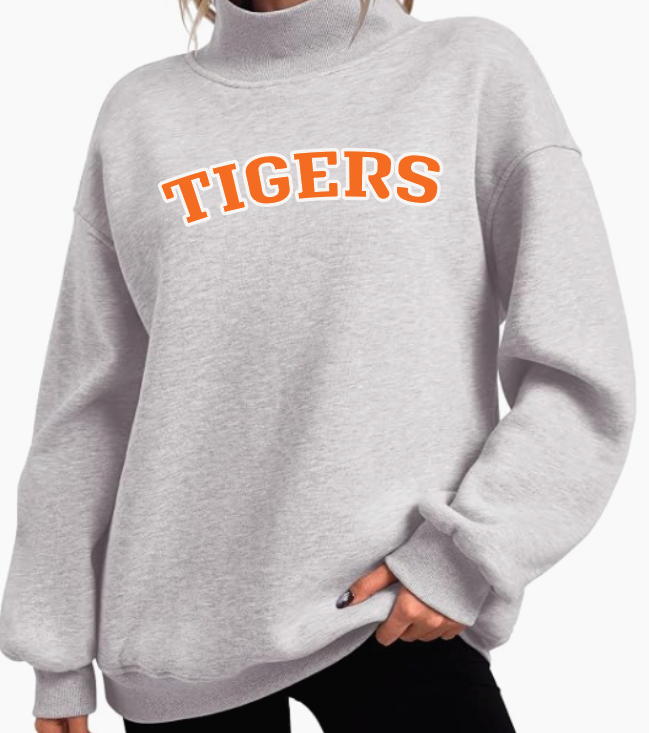 NEW ITEM Custom Mockneck Sweatshirt with TIGERS appliqués