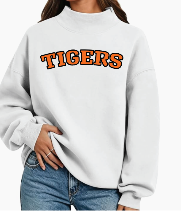 NEW ITEM Custom Mockneck Sweatshirt with TIGERS appliqués