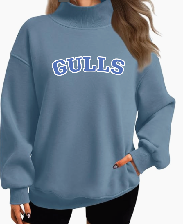 NEW ITEM Custom Mockneck Sweatshirt with GULLS appliqués