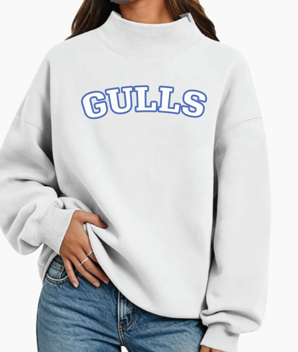 NEW ITEM Custom Mockneck Sweatshirt with GULLS appliqués