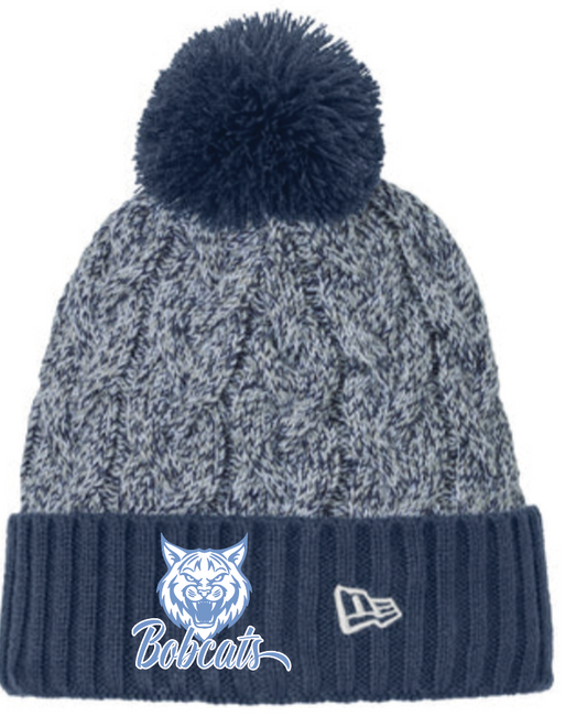 Knit Pom Pom Beanie with embroidered Bobcats logo