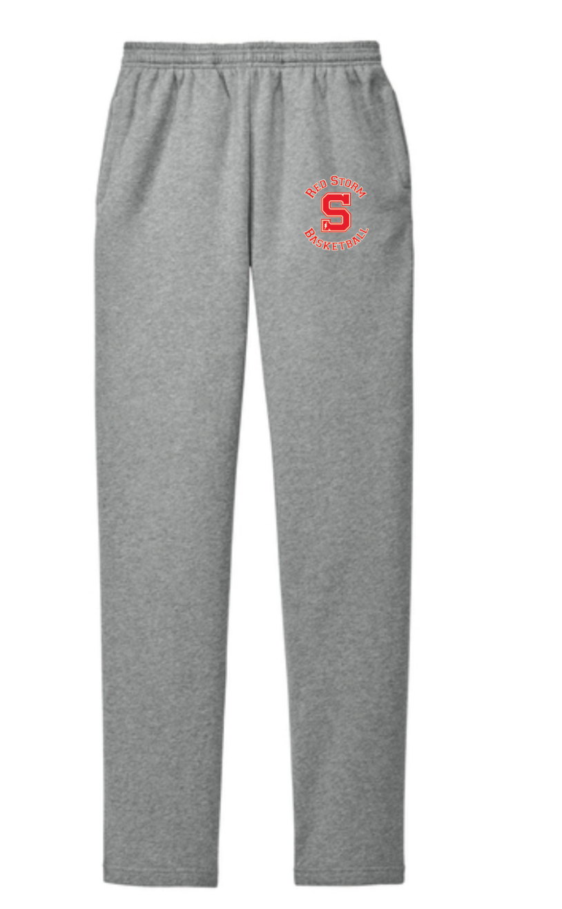 Open Bottom Sweatpants Embroidered with Red Storm Logo