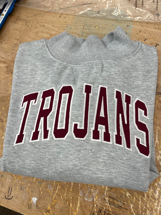 NEW ITEM Custom Mockneck Sweatshirt with Trojans appliqués