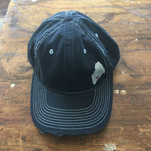 Distressed Low Profile State of Maine Trucker Hat with or without heart