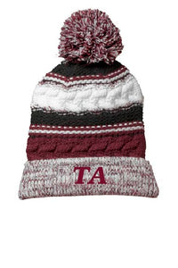 Knit Hat with Pom Pom with Embr. TA