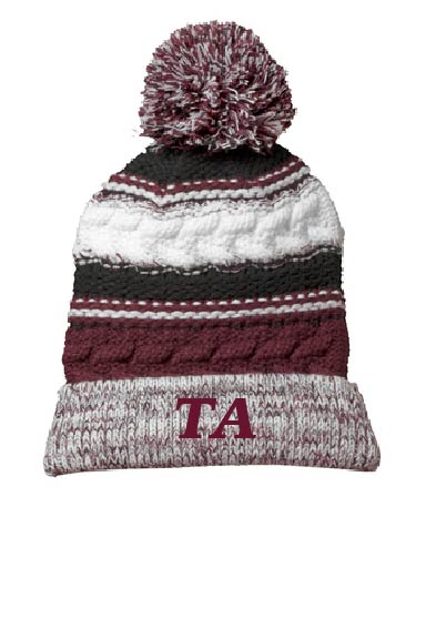Knit Hat with Pom Pom with Embr. TA