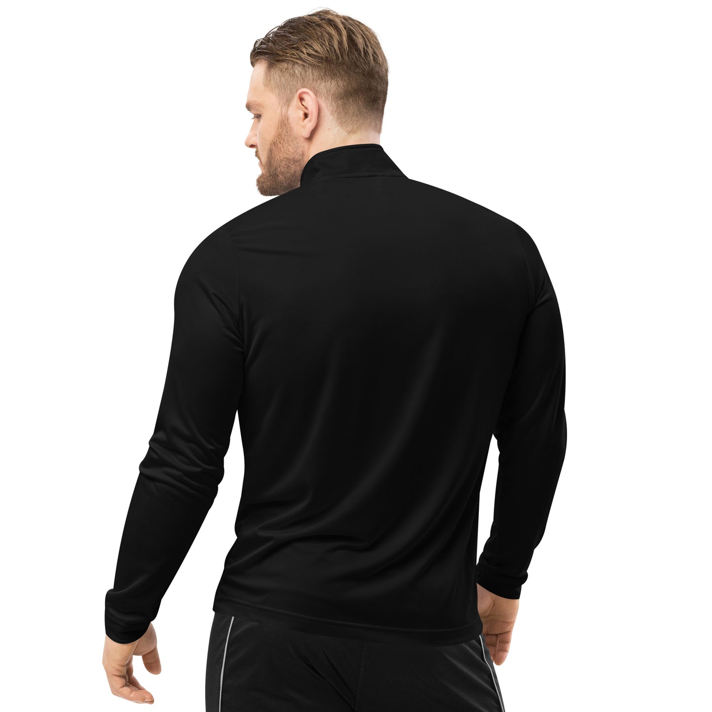 Quarter zip pullover with embr. logo