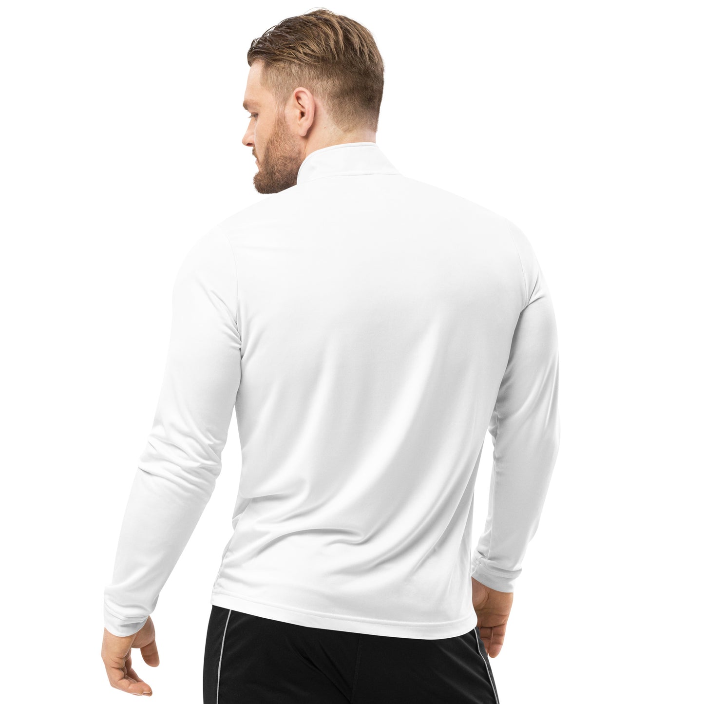 Quarter zip pullover with embr. logo
