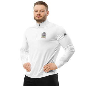 Quarter zip pullover with embr. logo