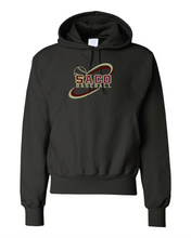 Load image into Gallery viewer, Black Champion Sweatshirt with 2 color screen print
