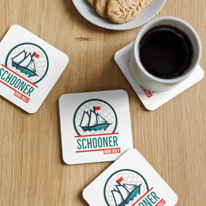 Cork-back coaster with Schooner Logo