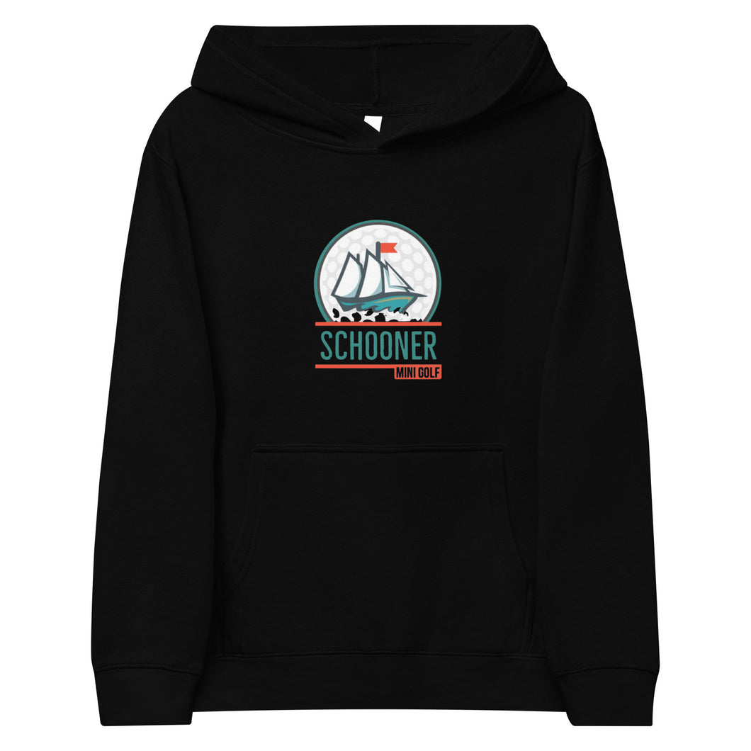 Kids fleece hoodie with Schooner DTG Print