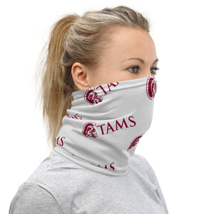 Neck Gaiter light gray with maroon all over print