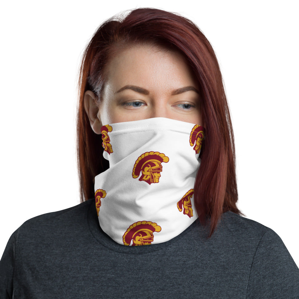 Neck Gaiter White with Two color trojan head print