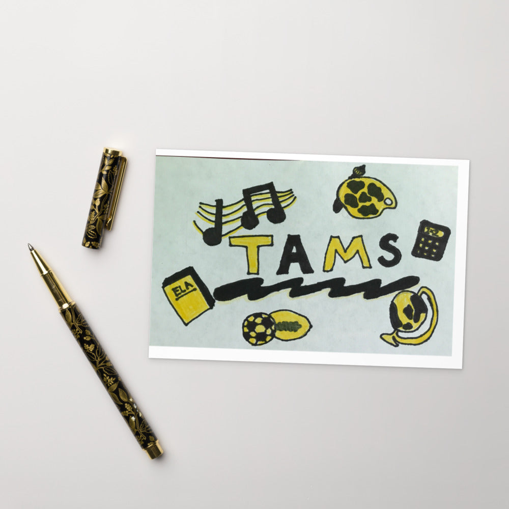 Standard Postcard with customer TAMS design by Keira Bailey