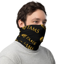 Load image into Gallery viewer, Neck Gaiter Black with gold TAMS all over print