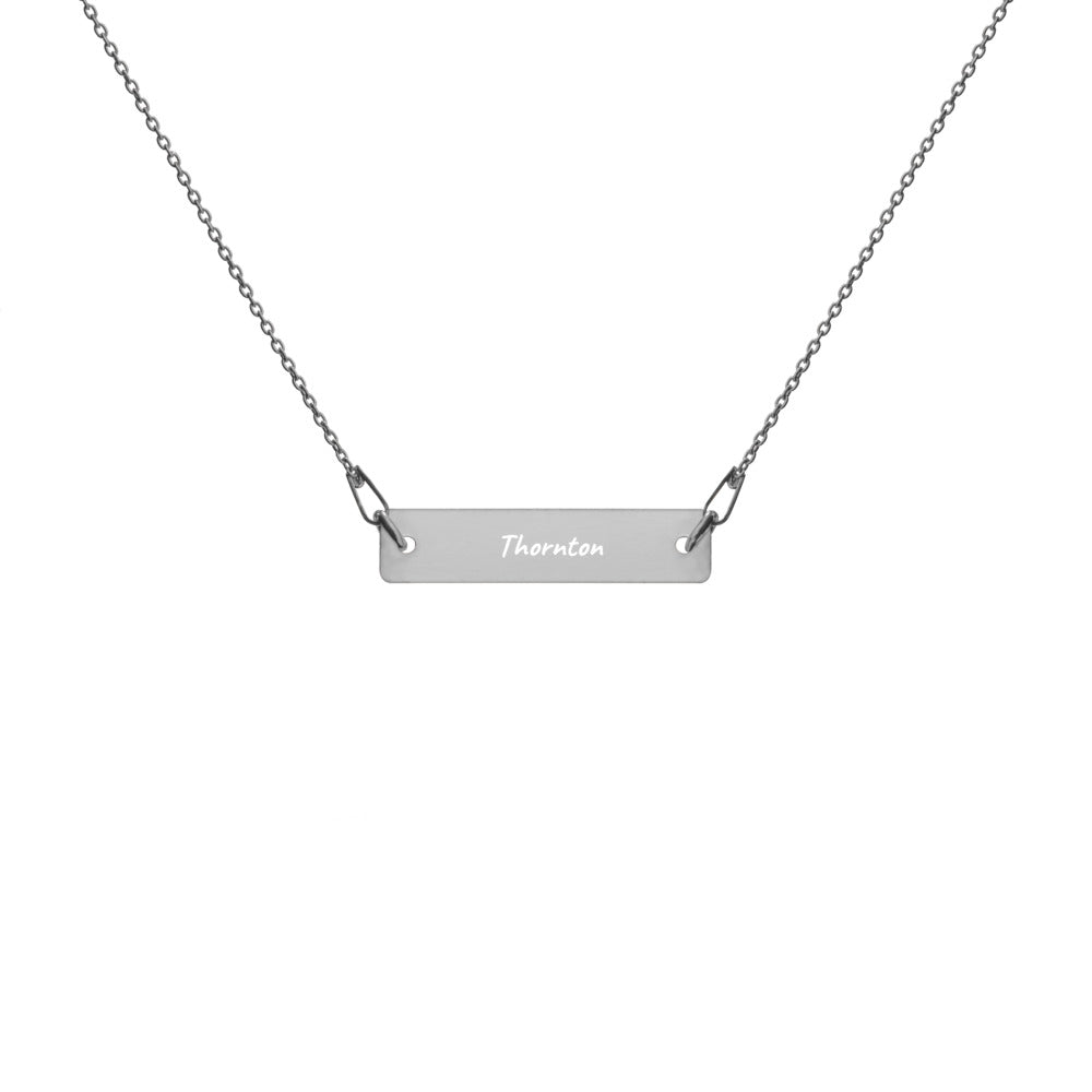 NEW Engraved Silver Bar Chain Necklace with Thornton - customize with your year or initials!