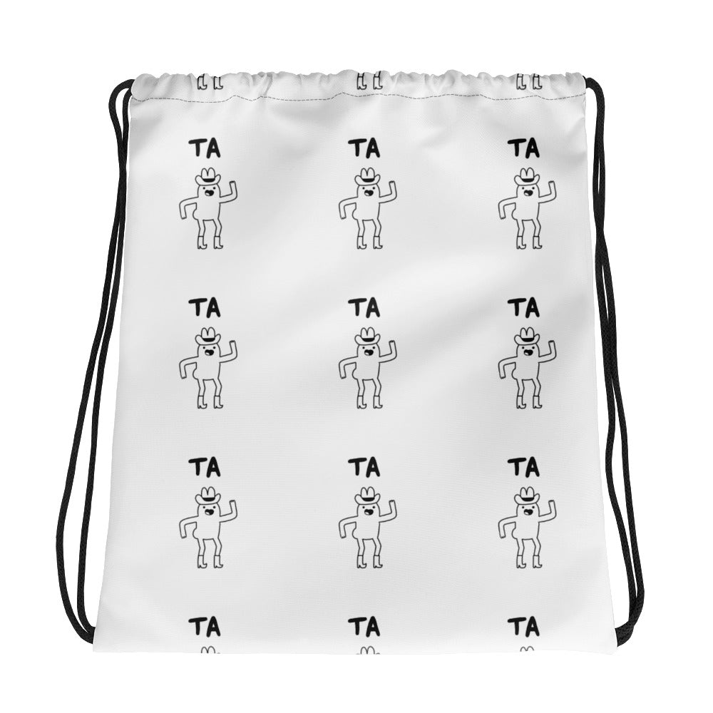 Drawstring bag with custom TA Design by Eli Palleschi