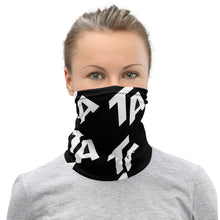 Load image into Gallery viewer, Neck Gaiter Black with white TA all over print
