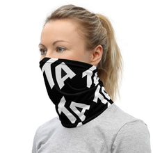 Load image into Gallery viewer, Neck Gaiter Black with white TA all over print