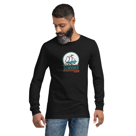 Unisex Long Sleeve Tee with Schooner DTG Print