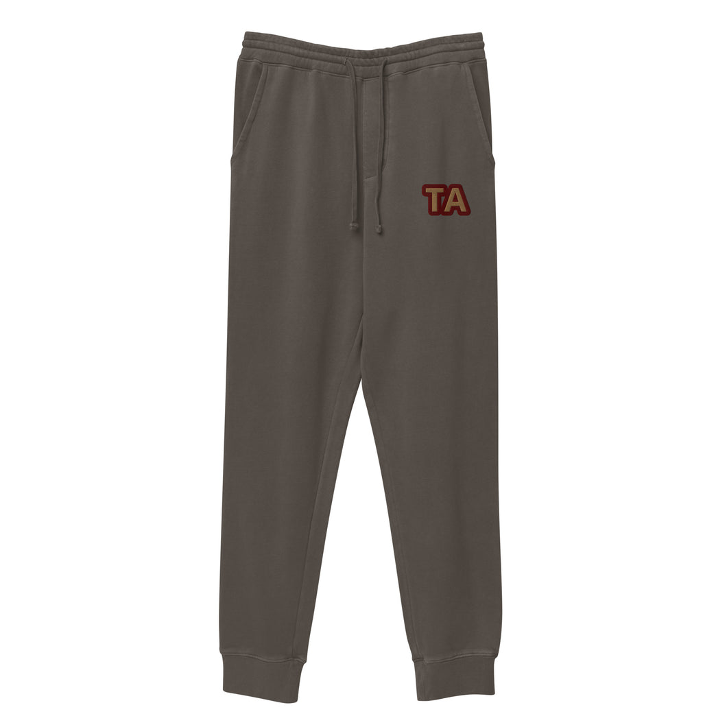 Unisex pigment-dyed sweatpants with TA embroidered