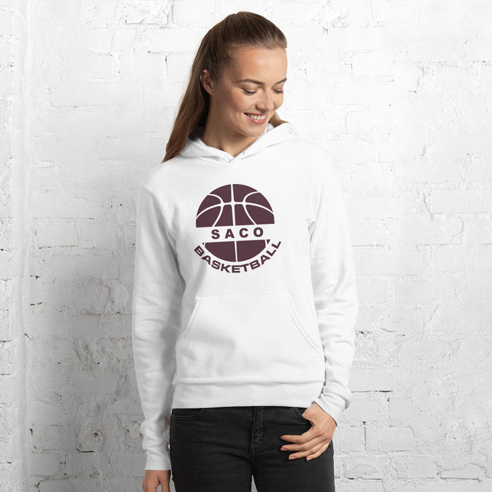 Bella Canvas Unisex hoodie with Saco Logo in maroon