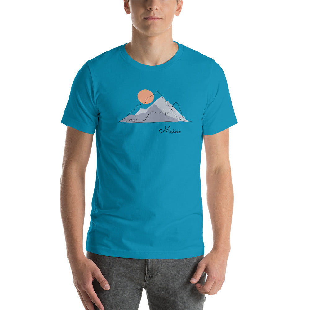 Short-Sleeve Unisex T-Shirt with Mountain and Maine Print